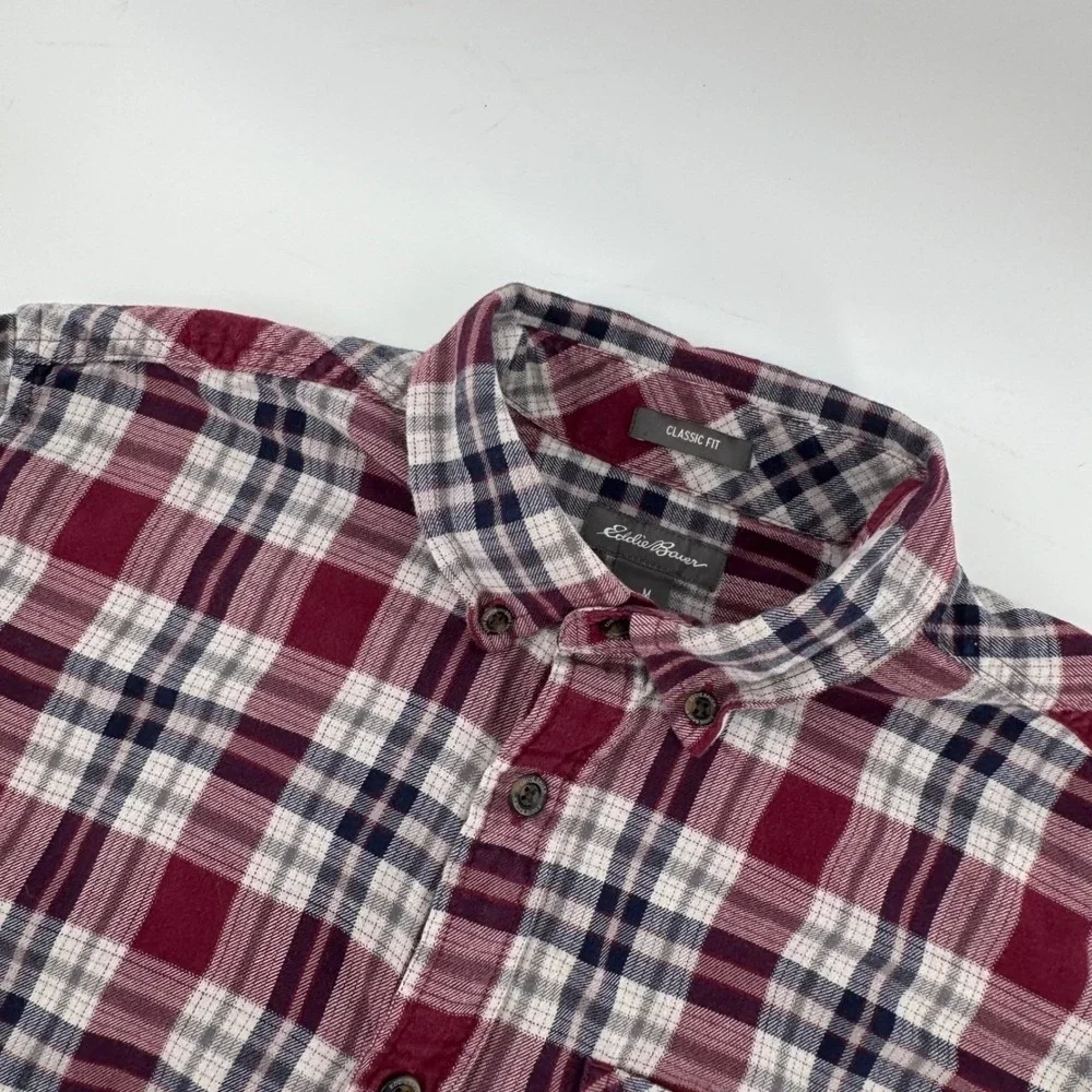 Eddie Bauer Men Lot of 2 Plaid Flannel Preppy Button Down Shirt Long Sleeve Sz M